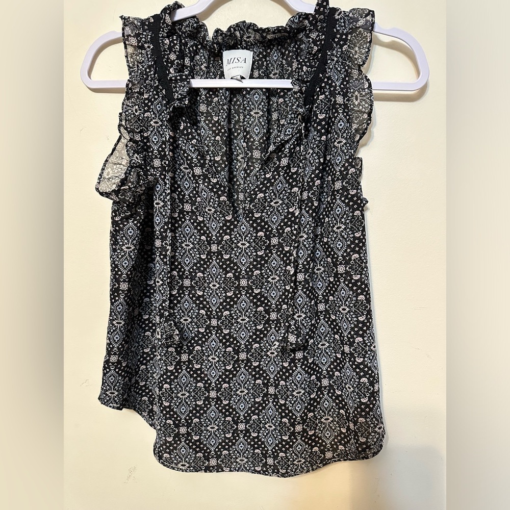 Misa Los Angeles Flutter‎ Sleeve Peasant Blouse Boho Size Small